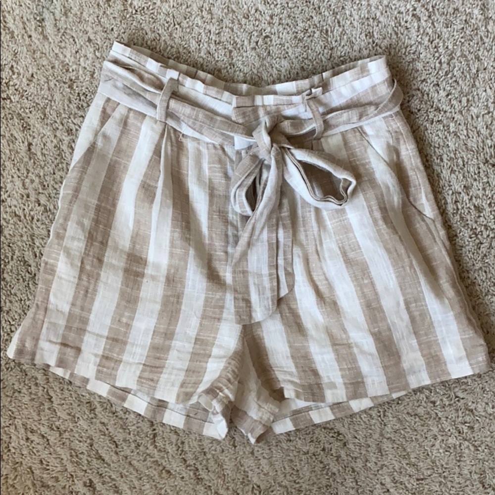 Striped paper bag shorts